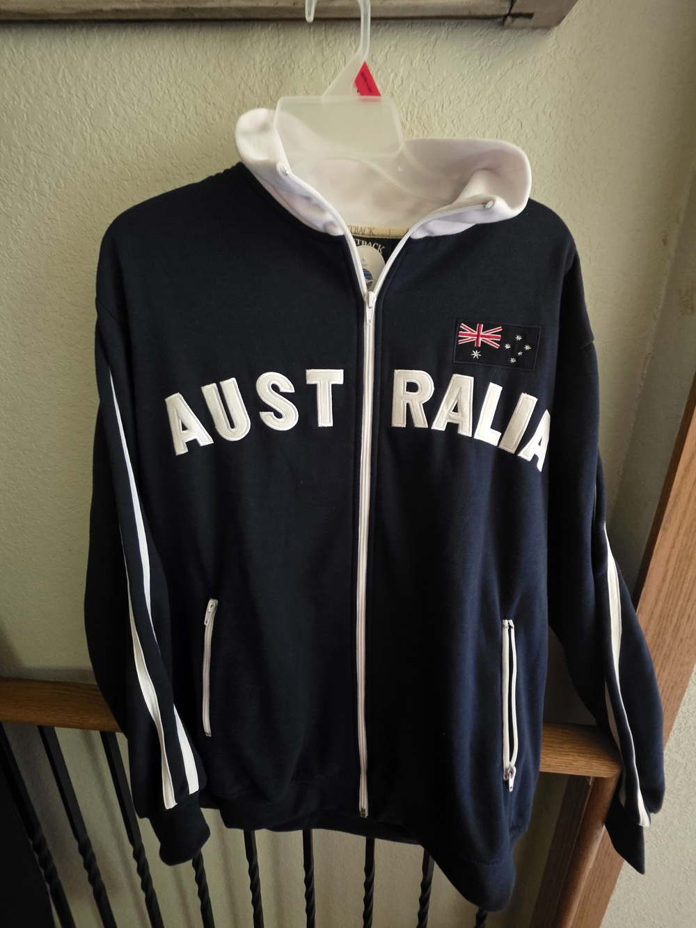 Men's Navy Australia Zip-Front Track Jacket NWT, Vintage New Old Dead Stock Lg